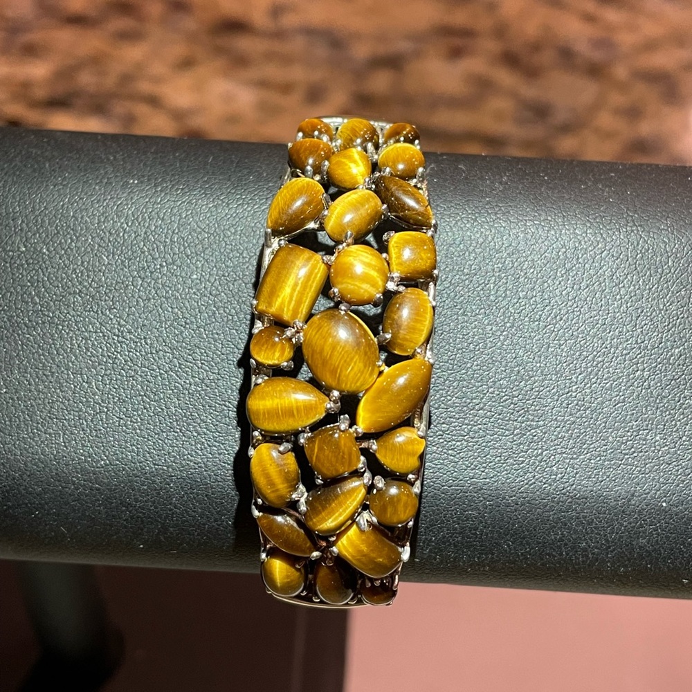 Sterling silver & tiger eye cuff bracelet